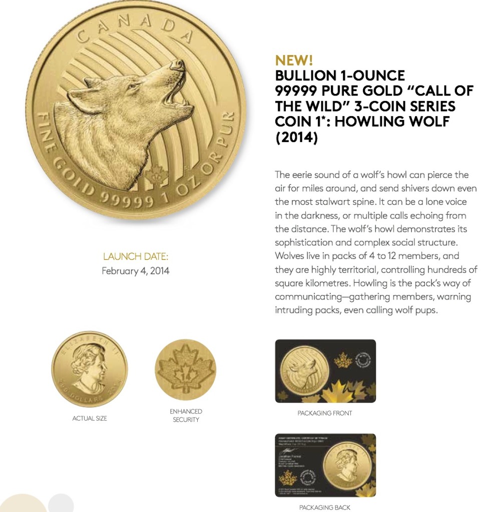 Sales Sheet - 2014 Bullion 9999 Howling Wolf